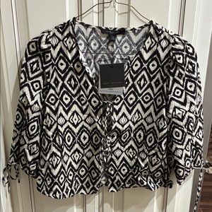 Marc New York Black and Cream Patterned Blouse